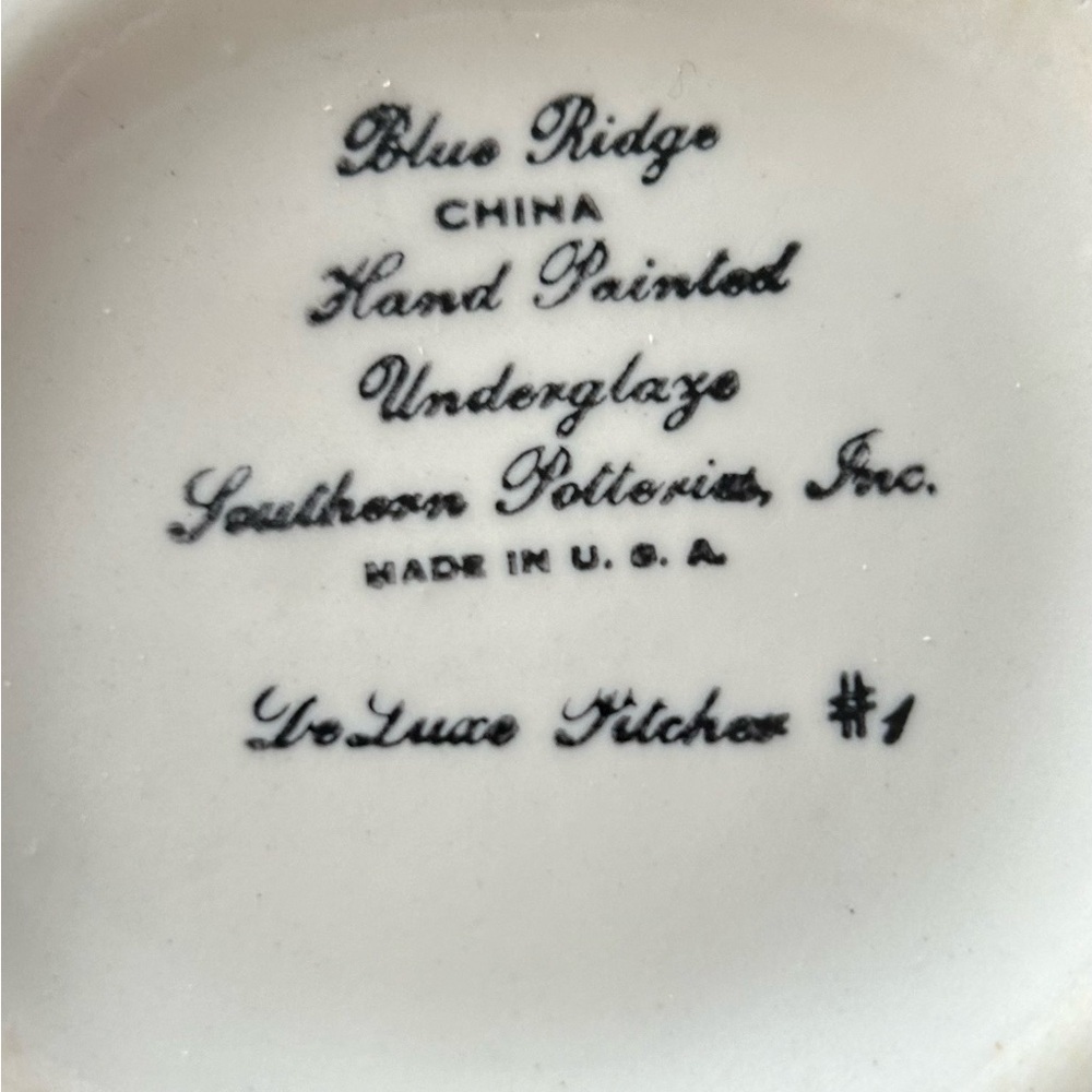 Blue Ridge Southern Pottery Fruit Design Hand Painted Pitcher - Picture 5 of 5